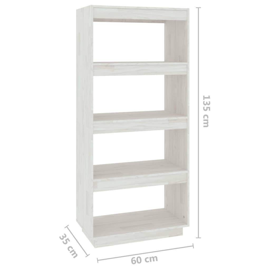 vidaXL Bücherregal/Raumteiler Weiß 60x35x135 cm Massivholz Kiefer
