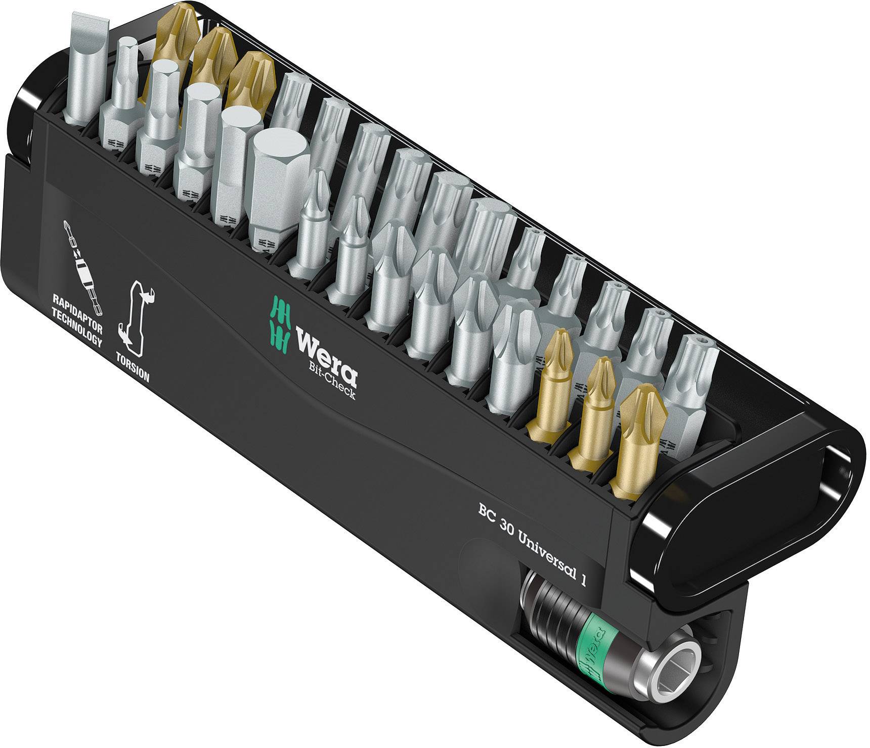 Wera BC Universal/30 Bit-Check 05056440001 Bit-Set 30teilig Schlitz, Kreuzschlitz Phillips, Kreuzsc