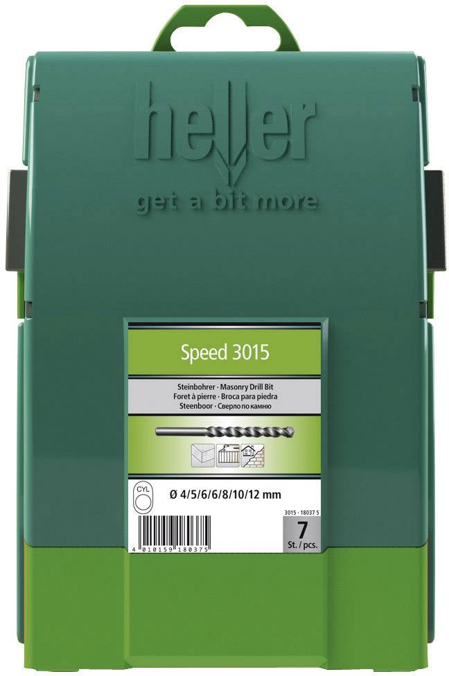 Grünes Etui für Heller Speed 3015 Steinbohrer, enthält 7 Bohrergrößen (4/5/6/6/8/10/12 mm) für Mauerwerk.