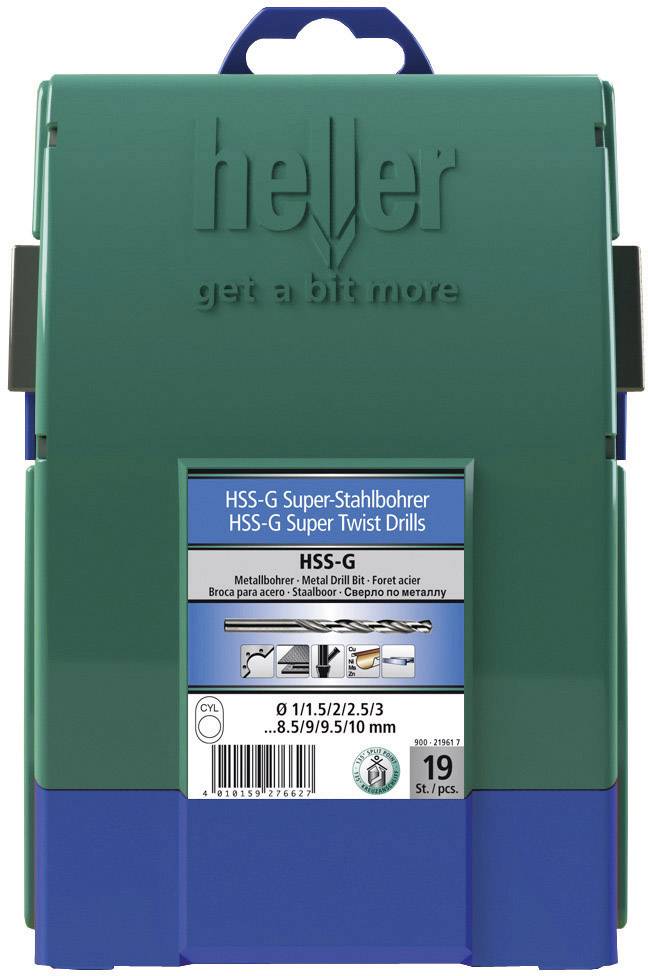 Heller 21961 7 HSS Metall-Spiralbohrer-Set 19teilig 1 mm, 1.5 mm, 2 mm, 2.5 mm, 3 mm, 3.5 mm, 4 mm, 4.5 mm, 5 mm, 5.5 mm, 6 mm