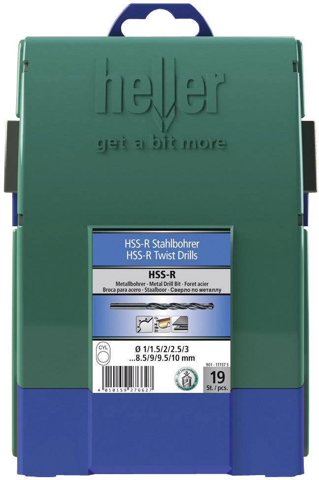 Heller 17737 5 HSS Metall-Spiralbohrer-Set 19teilig 1 mm, 1.5 mm, 2 mm, 2.5 mm, 3 mm, 3.5 mm, 4 mm, 4.5 mm, 5 mm, 5.5 mm, 6 mm