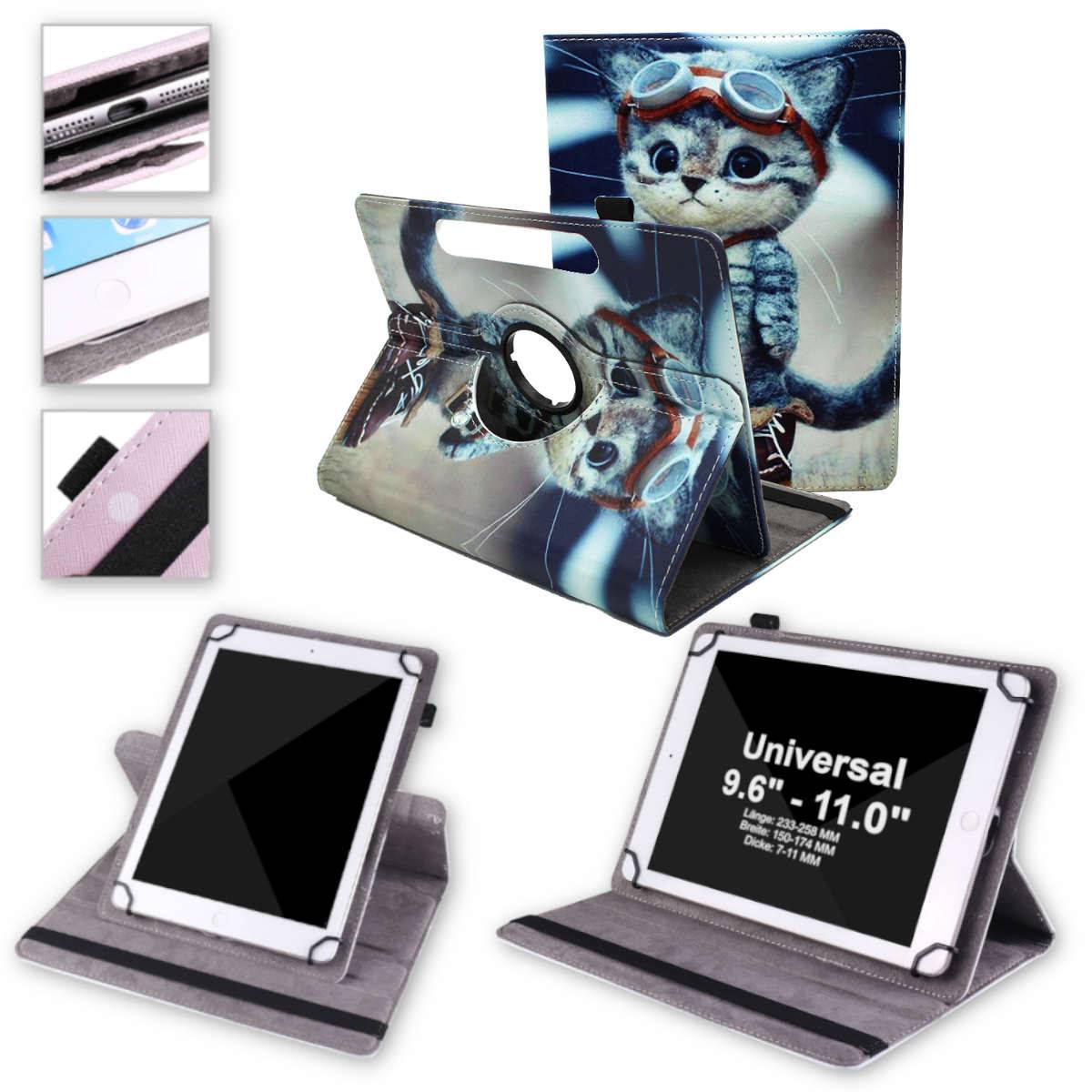 Für Apple iPad Air 2022 / 2020 4 / 5 Gen 360 Grad Rotation Universell Motiv 6 Tablet Tasche Kunst Leder Hülle Etuis