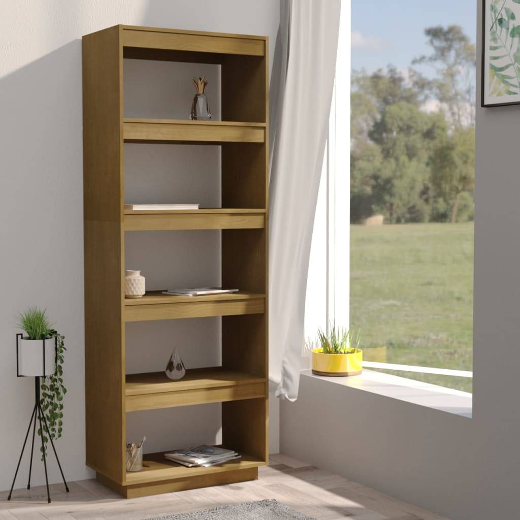 vidaXL Bücherregal/Raumteiler Honigbraun 60x35x167 Massivholz Kiefer