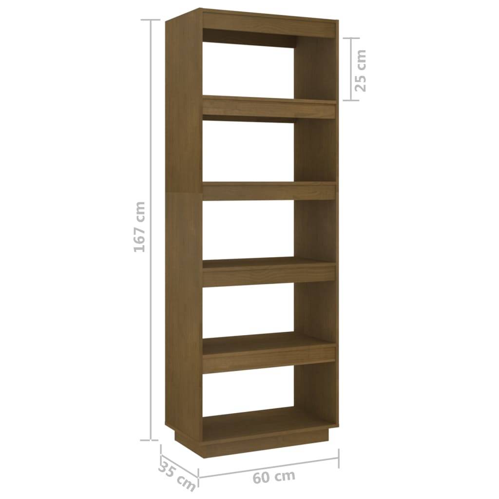 vidaXL Bücherregal/Raumteiler Honigbraun 60x35x167 Massivholz Kiefer
