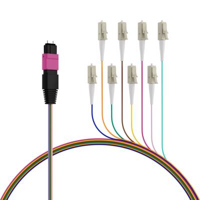 MTP®(M)-LC Fanoutkabel OM4 8 Fasern, Typ B LSZH erika-violett 0,4m Glasfaserverkabelung MPO / MTP /