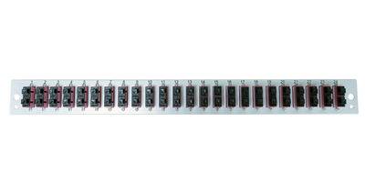 Bestückte Frontblende mit 24 x SC Duplex, Kupplung OM4 vertikal, schwarz Glasfaserverkabelung für