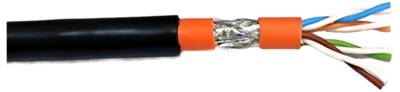 Cat.7 Innen-/Aussenkabel 1200MHz AWG23, S/FTP,PE Mantel, CPR Fca, innen Dca, Sw& Or, 100m AWG23