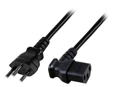 Netzleitung Schweiz Typ 12 - C13 90°, schwarz, 1,8 m, 3 x 0,75 mm² Stromversorgung Stromkabel