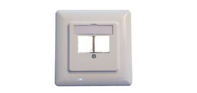 2-Port Rahmenset für Keystones, gerader, Auslass, DIN49075, RAL9003 Signalweiß Kupferverkabelung +
