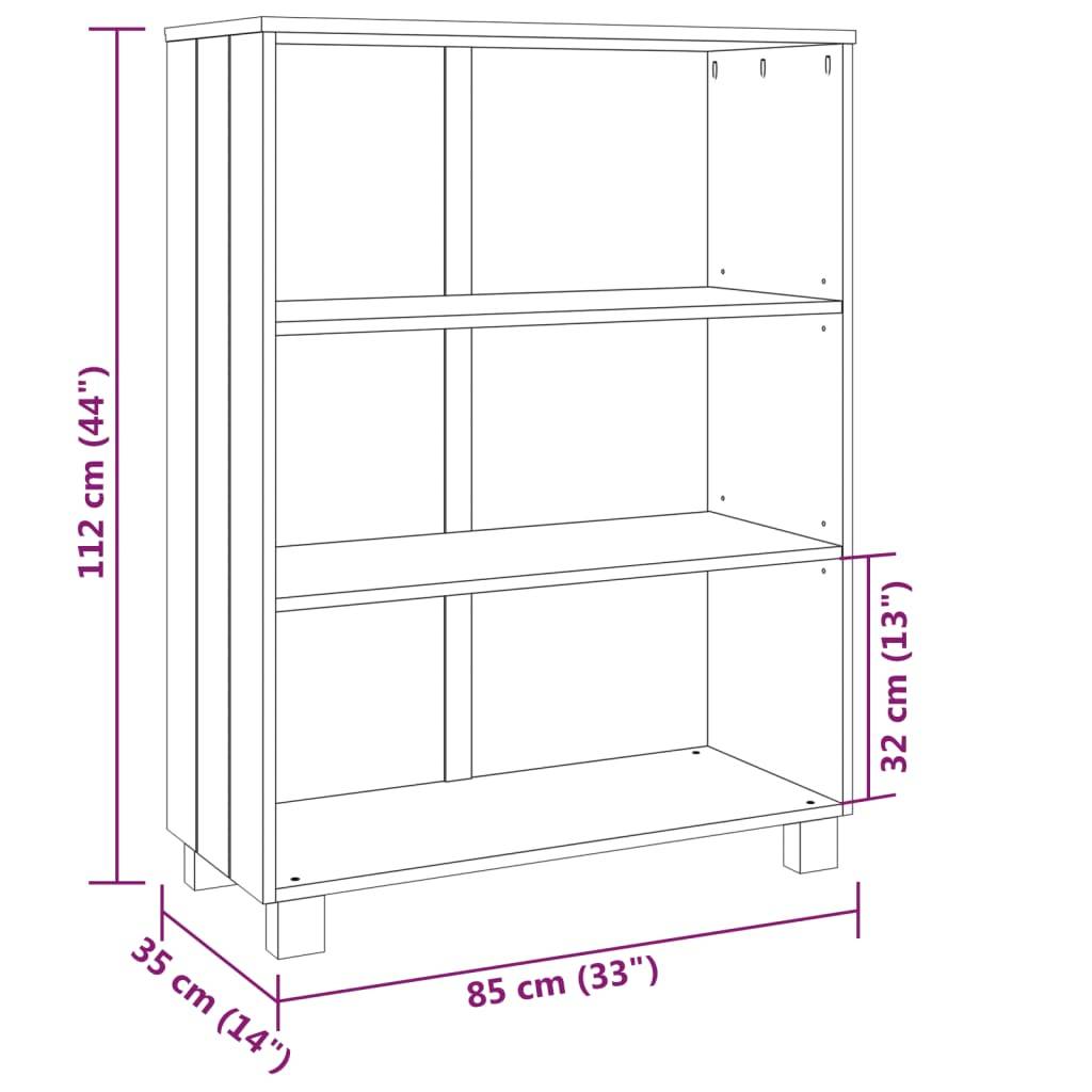 vidaXL Bücherschrank HAMAR Honigbraun 85x35x112 cm Massivholz Kiefer
