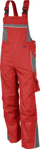 Qualitex Arbeitshose 'PRO' in rot/grau, Größe: 70 - Latzhose MG 245 g - Blaumann für PROfessionals