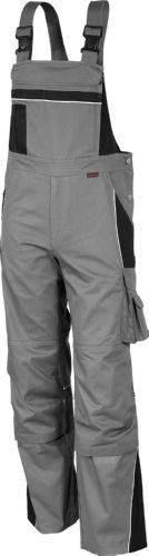 Qualitex Arbeitshose 'PRO' in grau/schwarz, Größe: 72 - Latzhose MG 245 g - Blaumann für PROfessionals