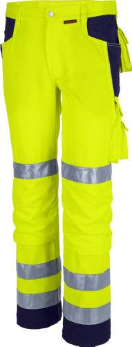 Qualitex Arbeitshose 'PRO Warnschutz' in warngelb/marine, Größe: 27 - Bundhose - Warnschutz für PROfessionals