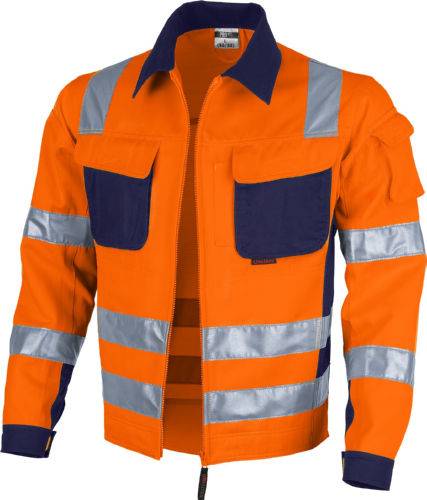 Qualitex Arbeitsjacke 'PRO Warnschutz' in warnorange/marine, Größe: 52 - Bundjacke - Warnschutz für PROfessionals