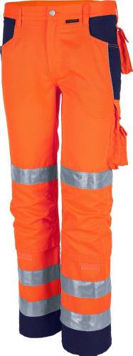 Qualitex Arbeitshose 'PRO Warnschutz' in warnorange/marine, Größe: 94 - Bundhose - Warnschutz für PROfessionals