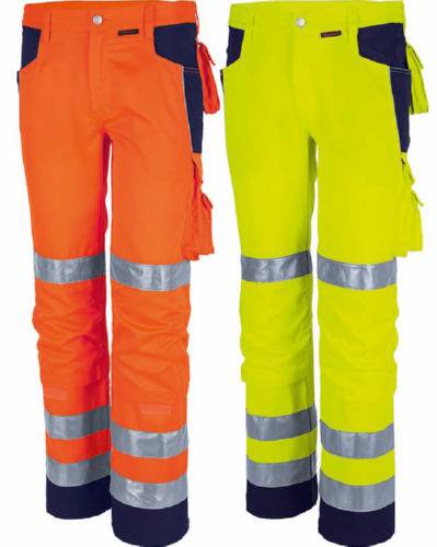 Qualitex Arbeitshose 'PRO Warnschutz' in warnorange/marine, Größe: 42 - Bundhose - Warnschutz für PROfessionals