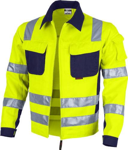 Qualitex Arbeitsjacke 'PRO Warnschutz' in warngelb/marine, Größe: 68 - Bundjacke - Warnschutz für PROfessionals