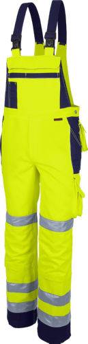 Qualitex Arbeitshose 'PRO Warnschutz' in warngelb/marine, Größe: 28 - Latzhose - Warnschutz für PROfessionals