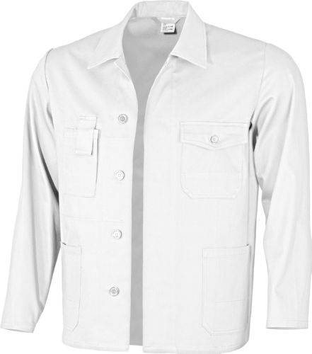 Qualitex Arbeitsjacke 'basic' in weiß, Größe: 64 - Langjacke BW 240 g - standard Werkstattjacke