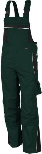 Qualitex Arbeitshose 'PRO' in grün/schwarz, Größe: 66 - Latzhose MG 245 g - Blaumann für PROfessionals