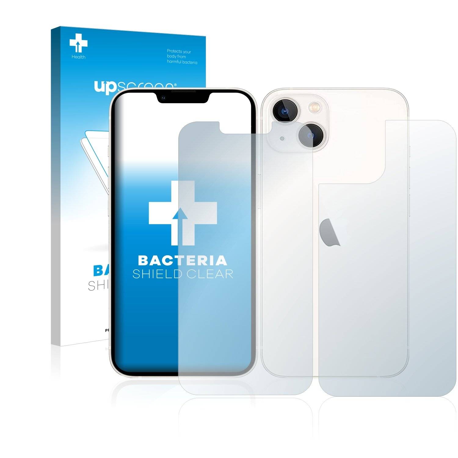 upscreen Bacteria Shield Schutzfolie für Apple iPhone 13 (Display+Rückseite) - Antibakteriell