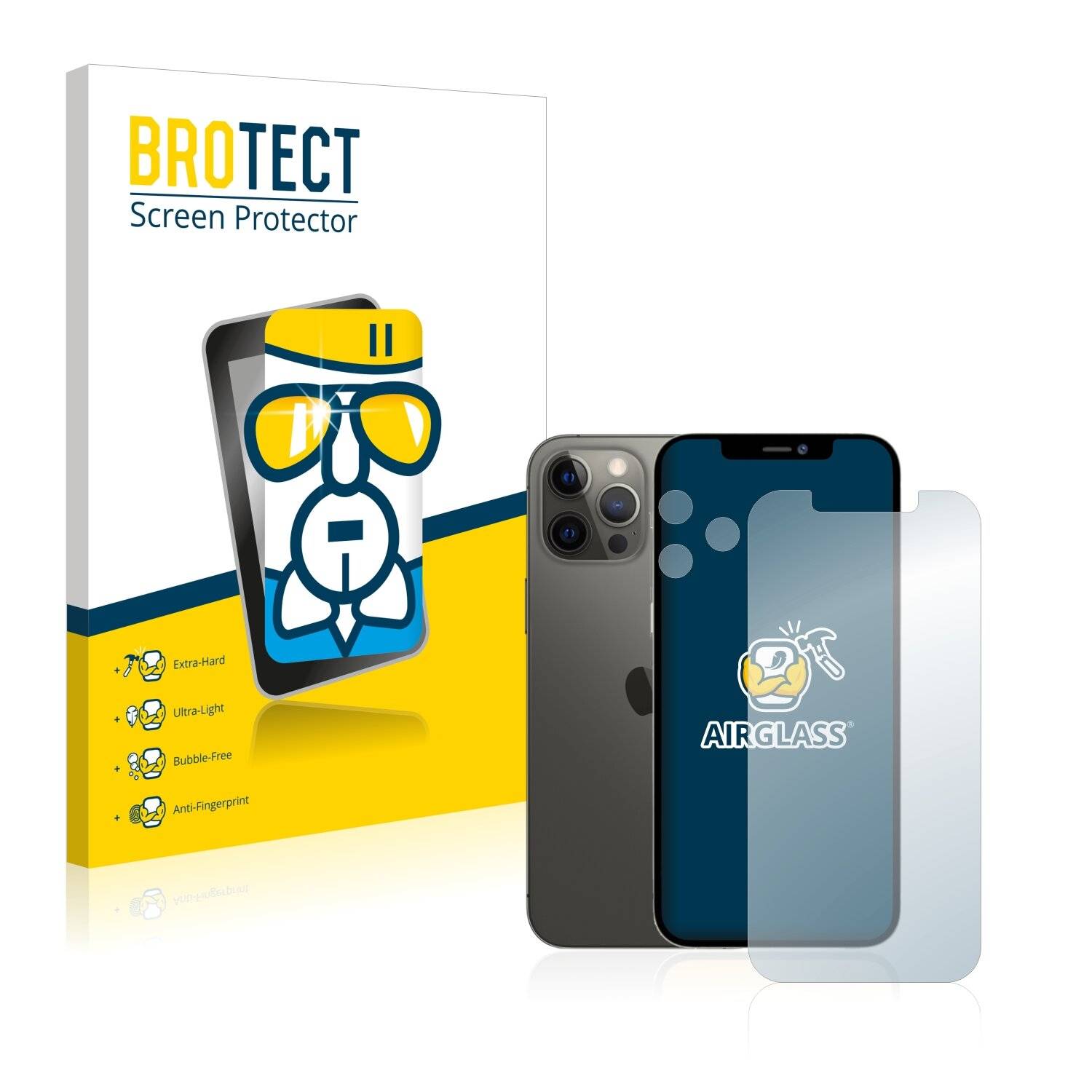 BROTECT AirGlass Flexible Schutz Glas Folie für Apple iPhone 12 Pro Max (Display+Kamera) Klar Transparent