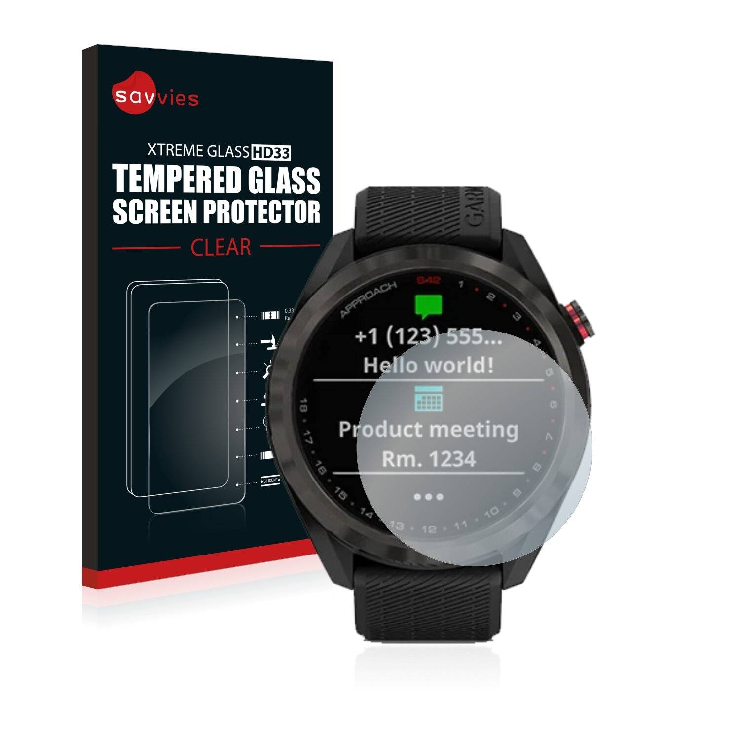Savvies Schutzglas für Garmin Approach S42 Echtglas 9H-Härte klar