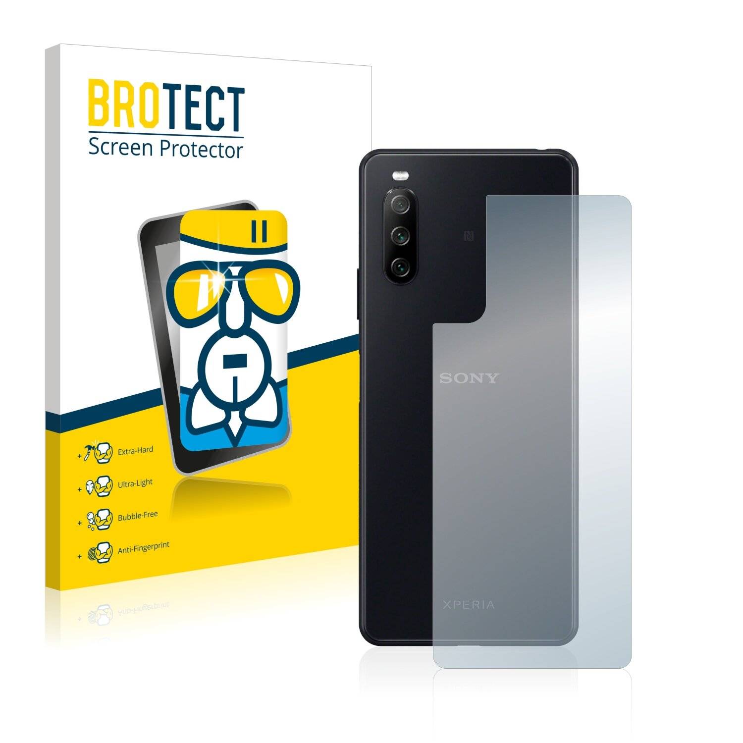 BROTECT AirGlass Flexible Schutz Glas Folie für Sony Xperia 10 III (Rückseite) Klar Transparent