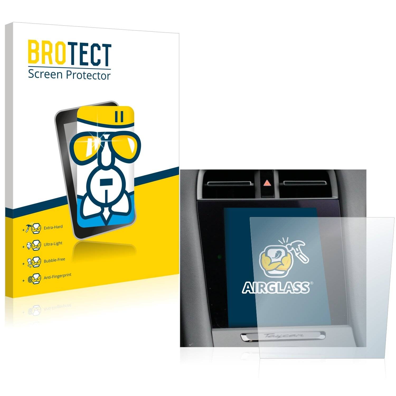 BROTECT AirGlass Flexible Schutz Glas Folie für Porsche Taycan 2021 Infotainment System Klar Transparent