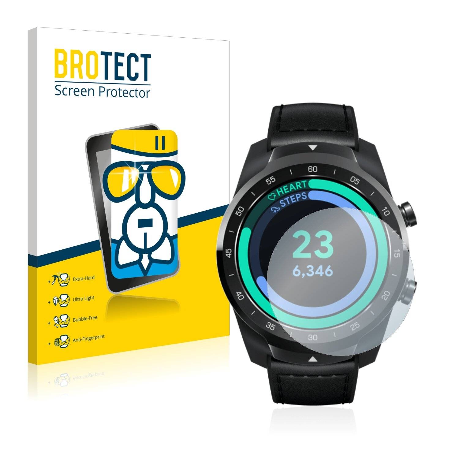 BROTECT AirGlass Schutzglas Folie für Mobvoi Ticwatch Pro