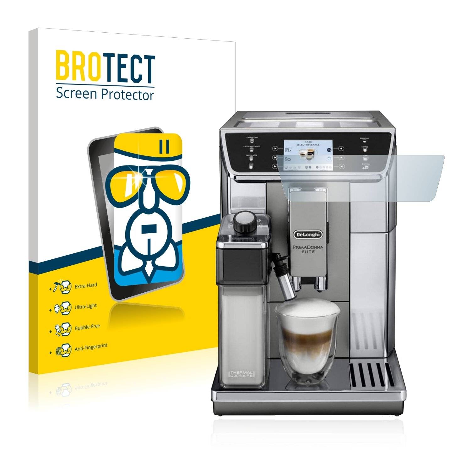 BROTECT AirGlass Flexible Schutz Glas Folie für DeLonghi Primadonna Elite ECAM650.85.MS Klar Transparent