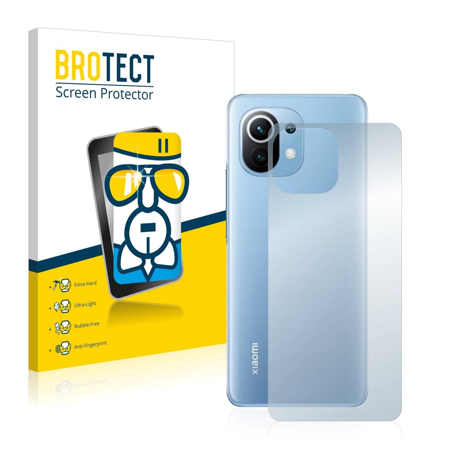BROTECT AirGlass Flexible Schutz Glas Folie für Xiaomi Mi 11 Lite (Rückseite) Klar Transparent