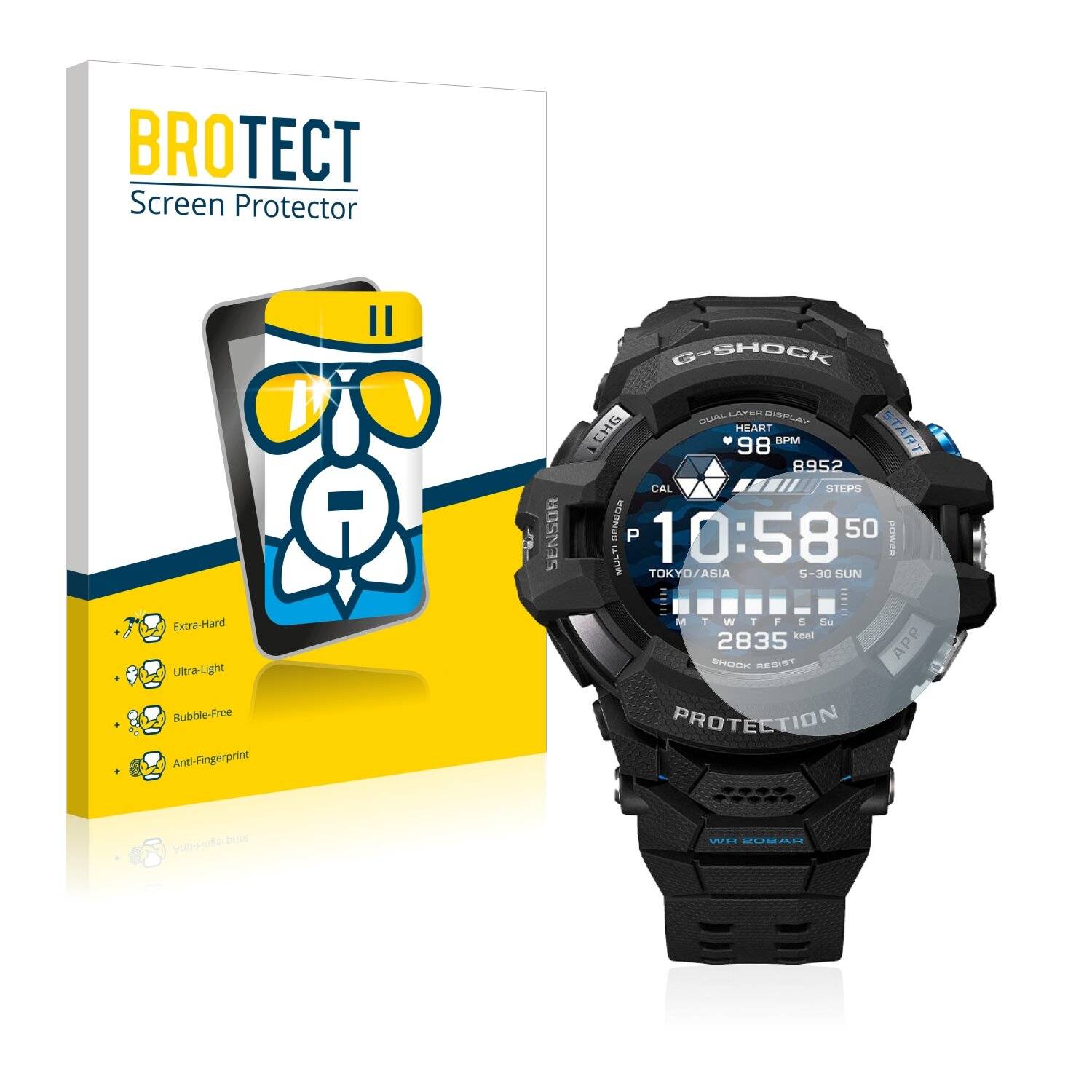 BROTECT AirGlass Glas Schutz-Folie für Casio G-Shock GSW-H1000 - Schutzglas