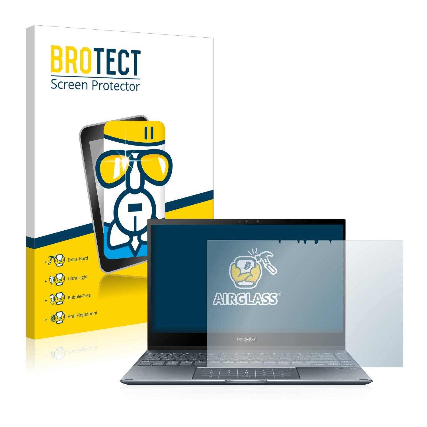 BROTECT AirGlass Flexible Schutz Glas Folie für ASUS ZenBook Flip 13 UX363EA Klar Transparent