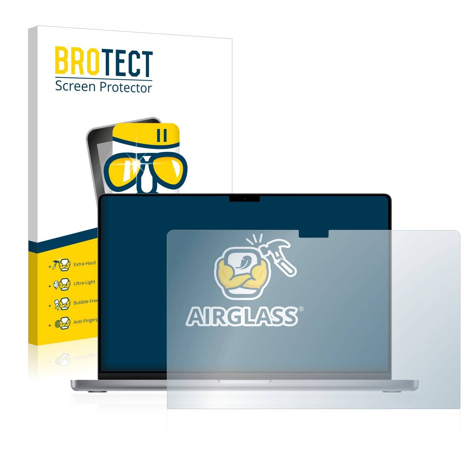 BROTECT AirGlass Flexible Schutz Glas Folie für Apple MacBook Pro 16" 2021 Klar Transparent