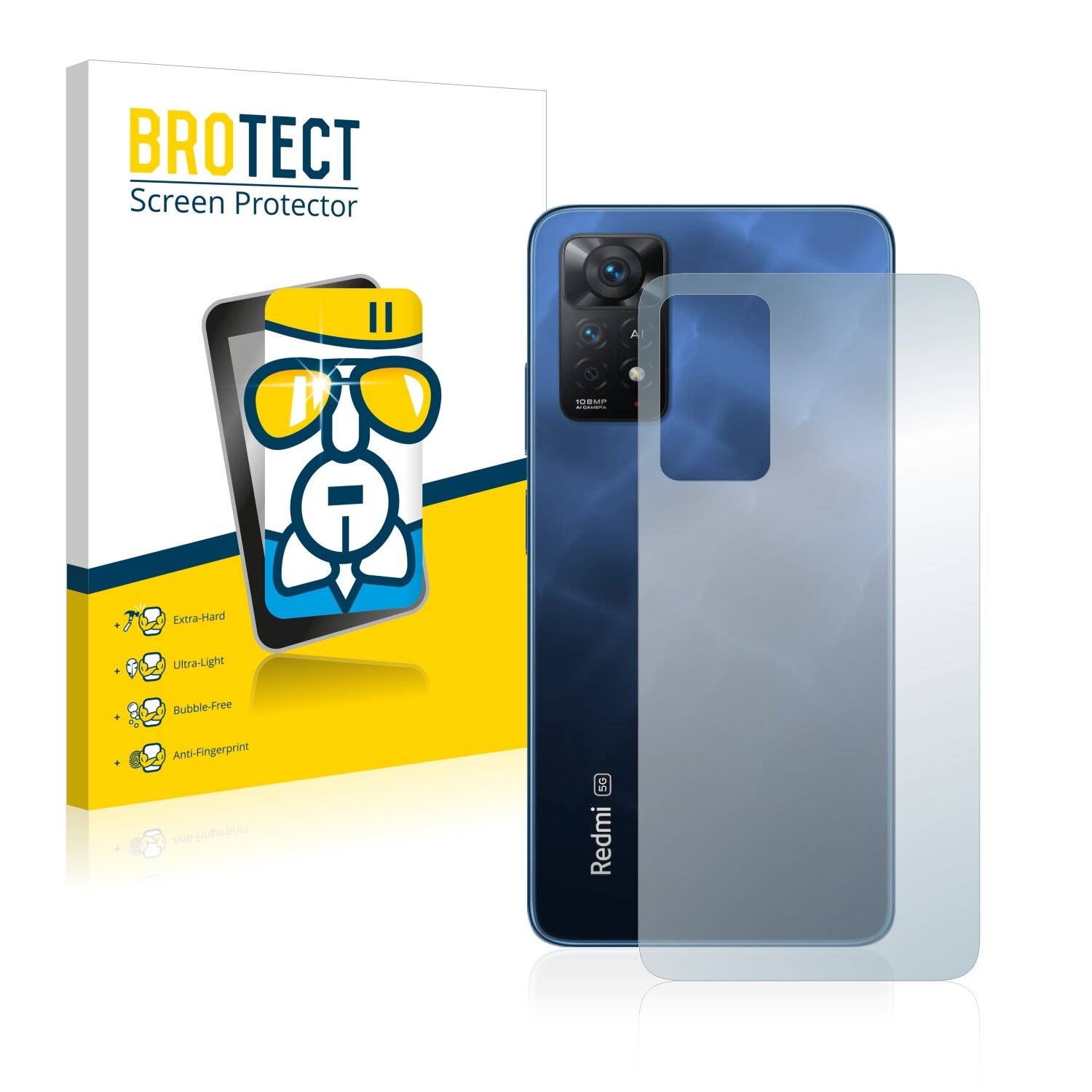 BROTECT AirGlass Flexible Schutz Glas Folie für Xiaomi Redmi Note 11 Pro 5G (Rückseite) Klar Transparent