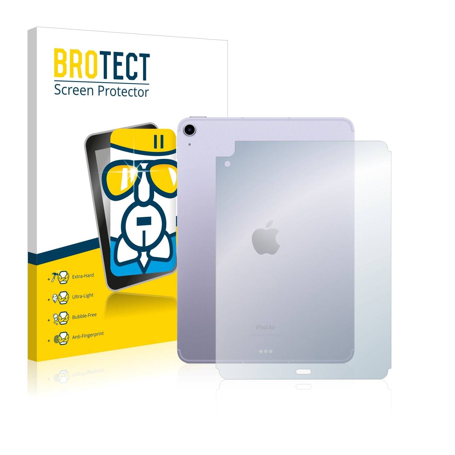 BROTECT AirGlass Schutzglas Folie für Apple iPad Air 5 WiFi Cellular 2022 (Rückseite, 5.