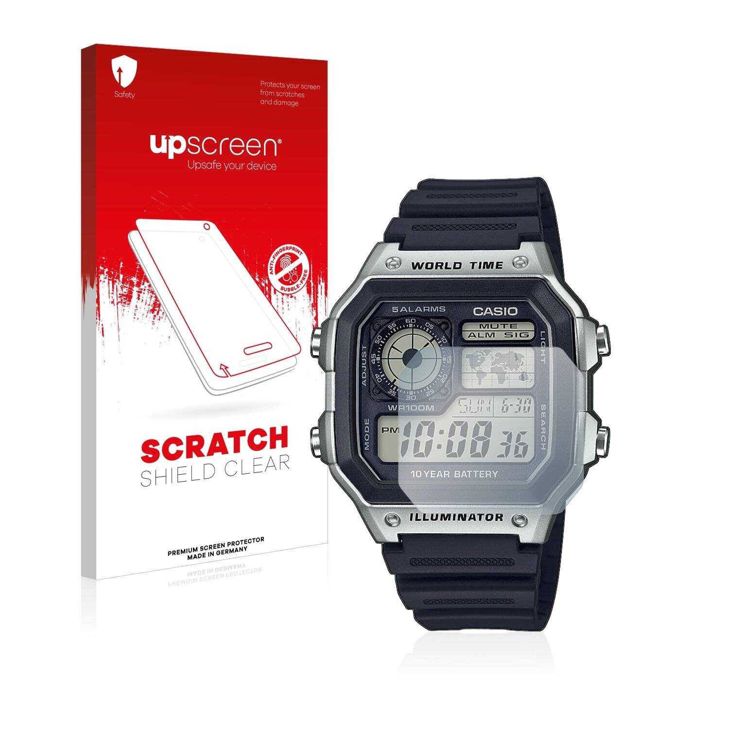 upscreen Schutzfolie für Casio AE-1200WH-1CVEF Kratzschutz Anti-Fingerprint Klar