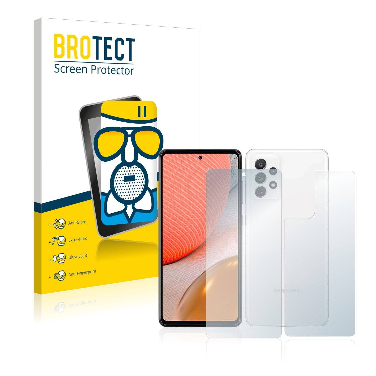BROTECT AirGlass Flexible Schutz Glas Folie für Samsung Galaxy A72 5G (Display+Rückseite) Matt Entspiegelt