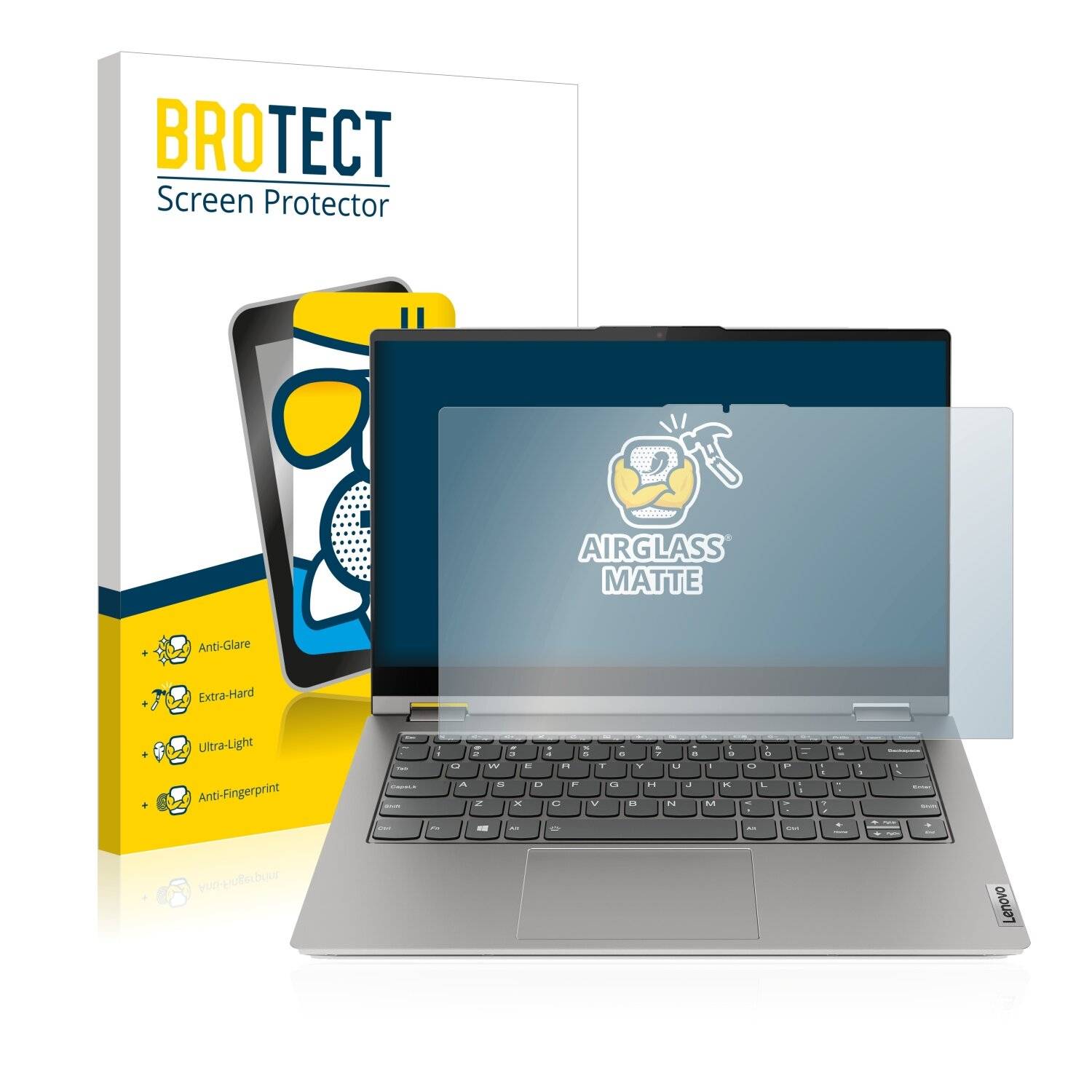 BROTECT AirGlass Flexible Schutz Glas Folie für Lenovo ThinkBook 14s Yoga Matt Entspiegelt