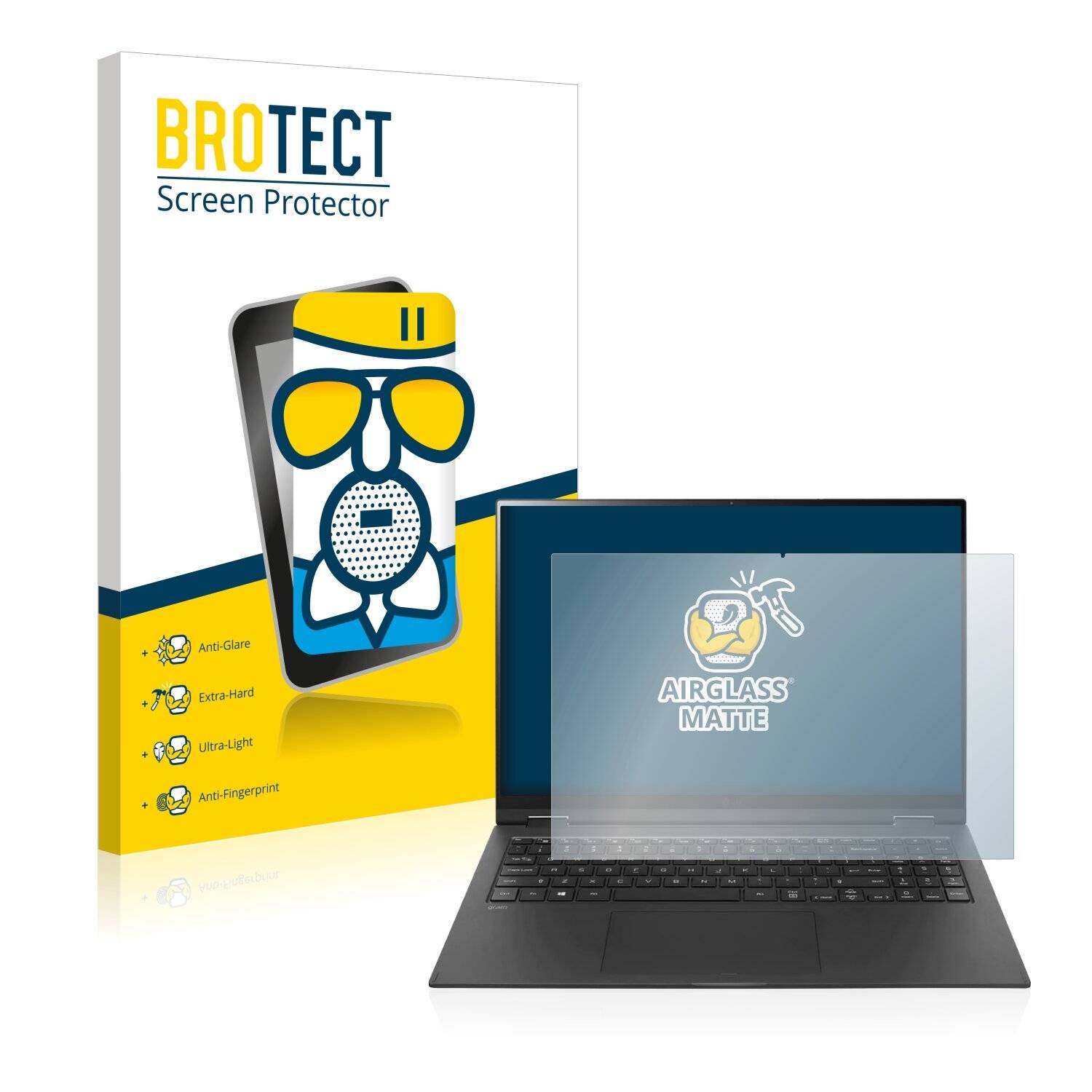 BROTECT AirGlass Flexible Schutz Glas Folie für LG gram 16'' 2-in-1 Touch Matt Entspiegelt