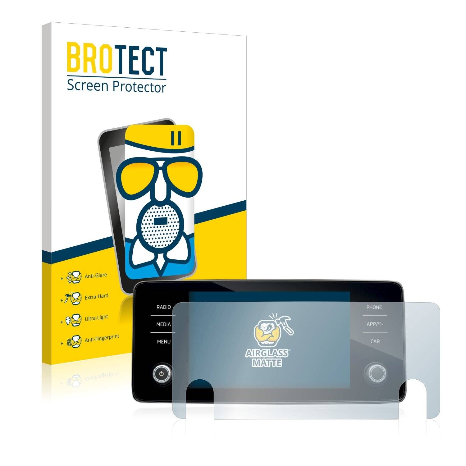 BROTECT AirGlass Flexible Schutz Glas Folie für Skoda Bolero 2020 Infotainment System 8" Matt Entspiegelt