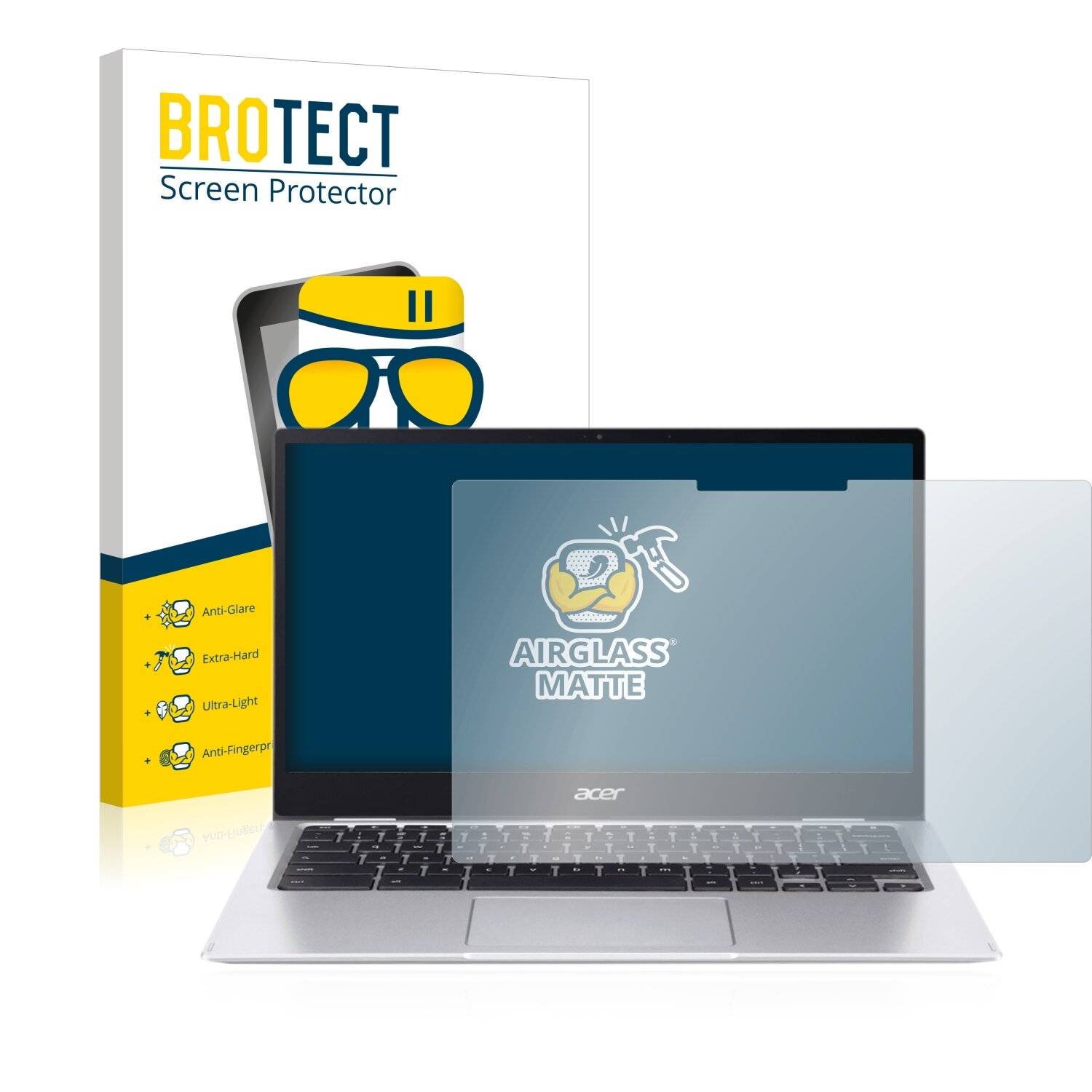 BROTECT AirGlass Flexible Schutz Glas Folie für Acer Chromebook Spin 513 CP513-1H-S72Y Matt Entspiegelt