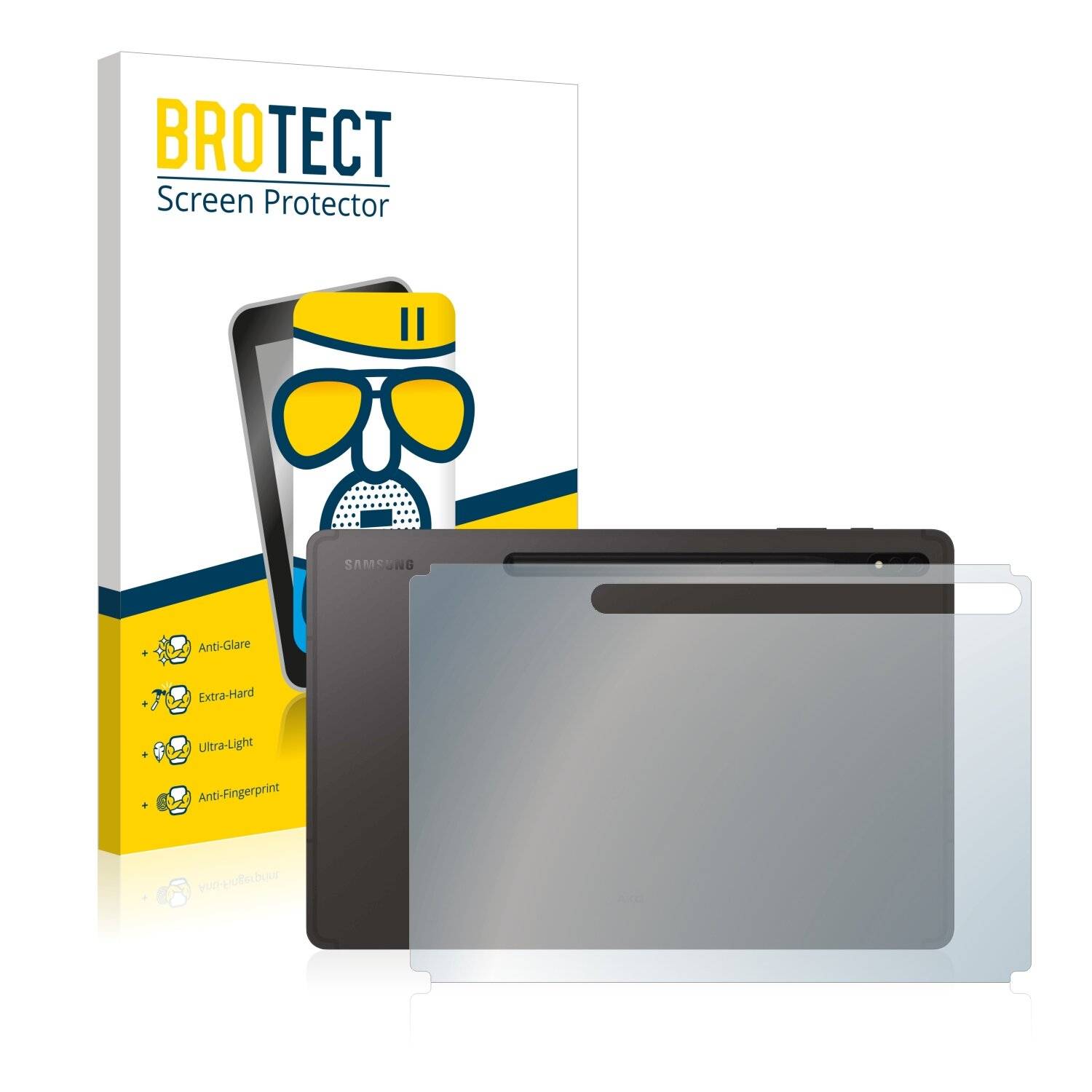 BROTECT AirGlass Flexible Schutz Glas Folie für Samsung Galaxy Tab S8 Plus WiFi (Rückseite) Matt Entspiegelt