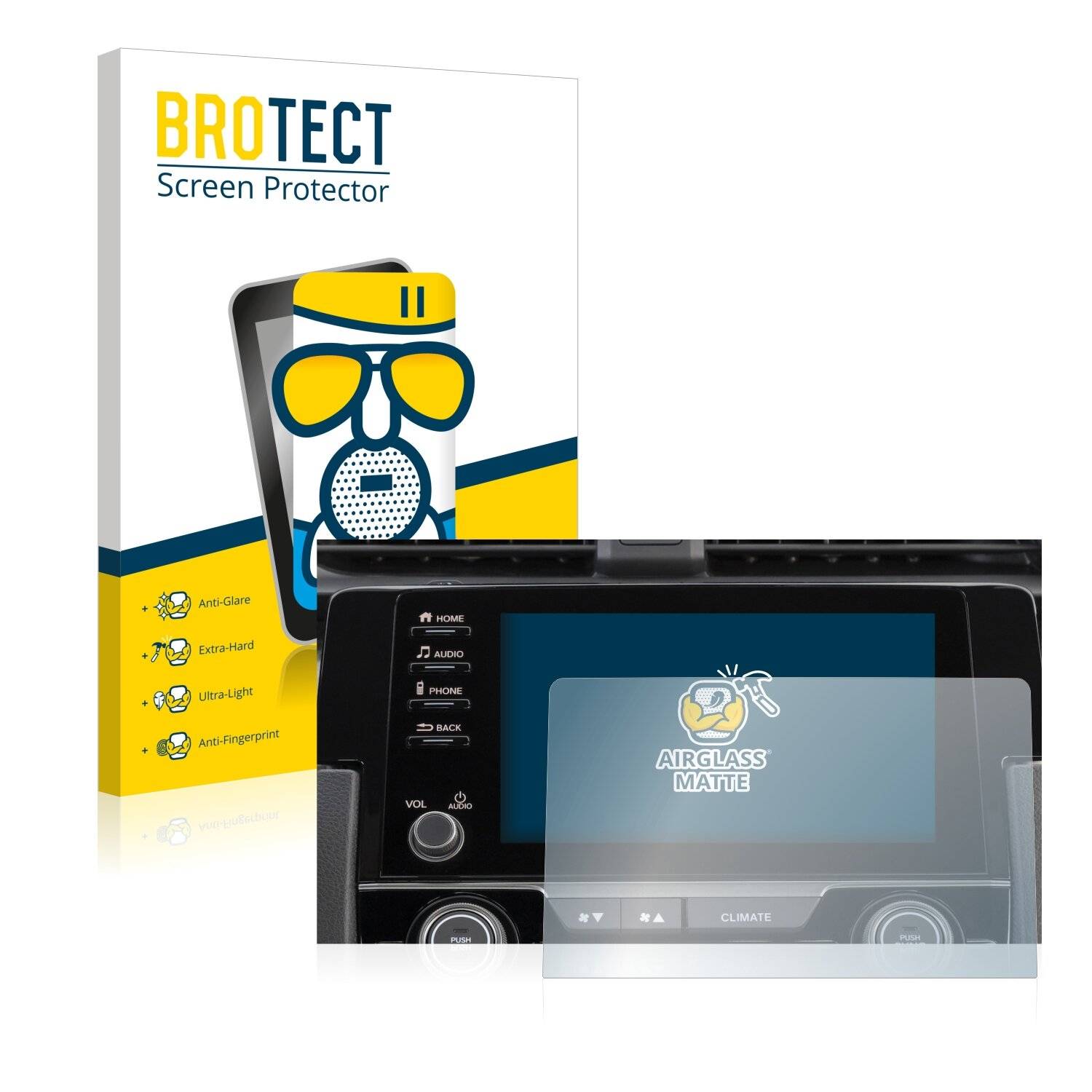 BROTECT AirGlass Matt Glas Schutz Folie für Honda Civic 2021 Connect Infotainment 7