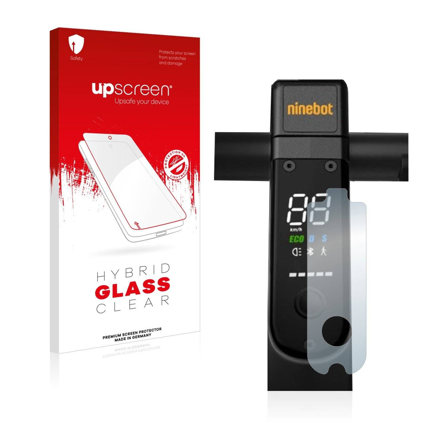 upscreen Hybrid Glass Clear Premium Schutzglas Folie für Segway Ninebot KickScooter MAX