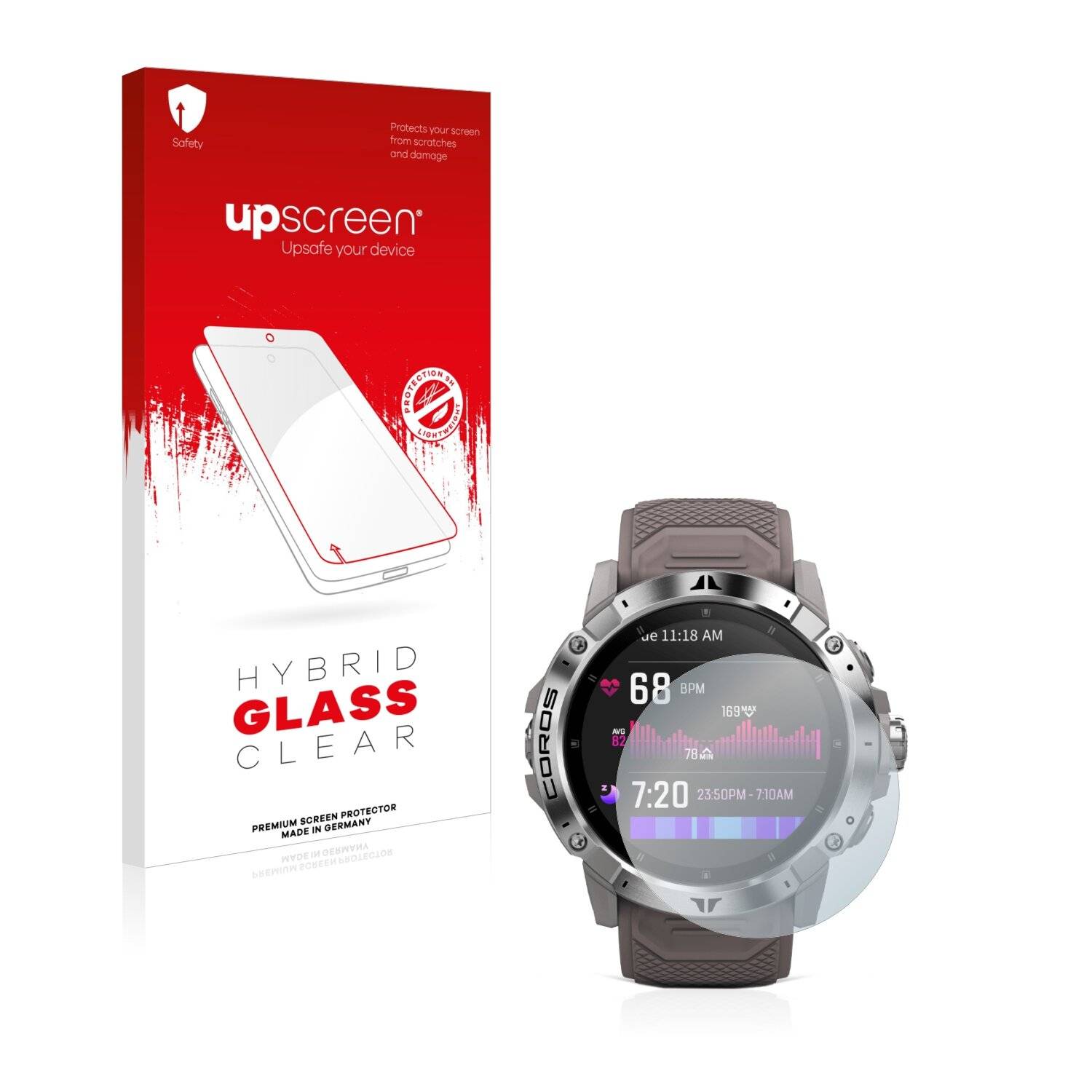 upscreen Hybrid Glass Clear Premium Schutzglas Folie für Coros Vertix