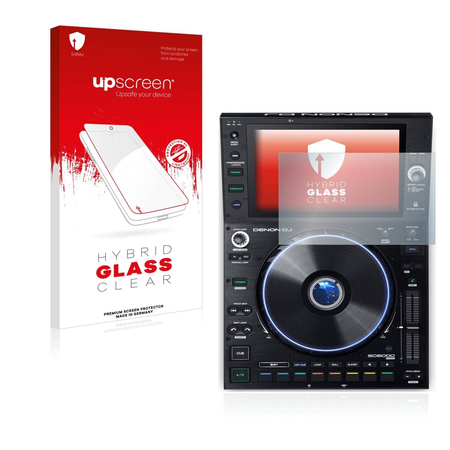 upscreen Hybrid Glass Clear Premium Schutzglas Folie für Denon SC6000