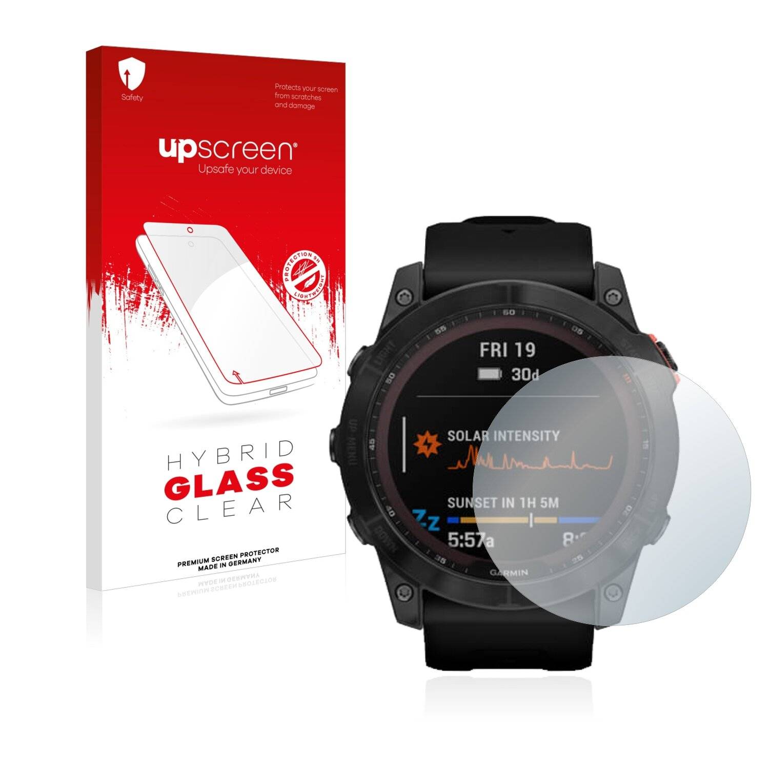 upscreen Flexible Schutz Glas Folie für Garmin Fenix 7X (51 mm) Schutzglas 9H Hybridglas Klar