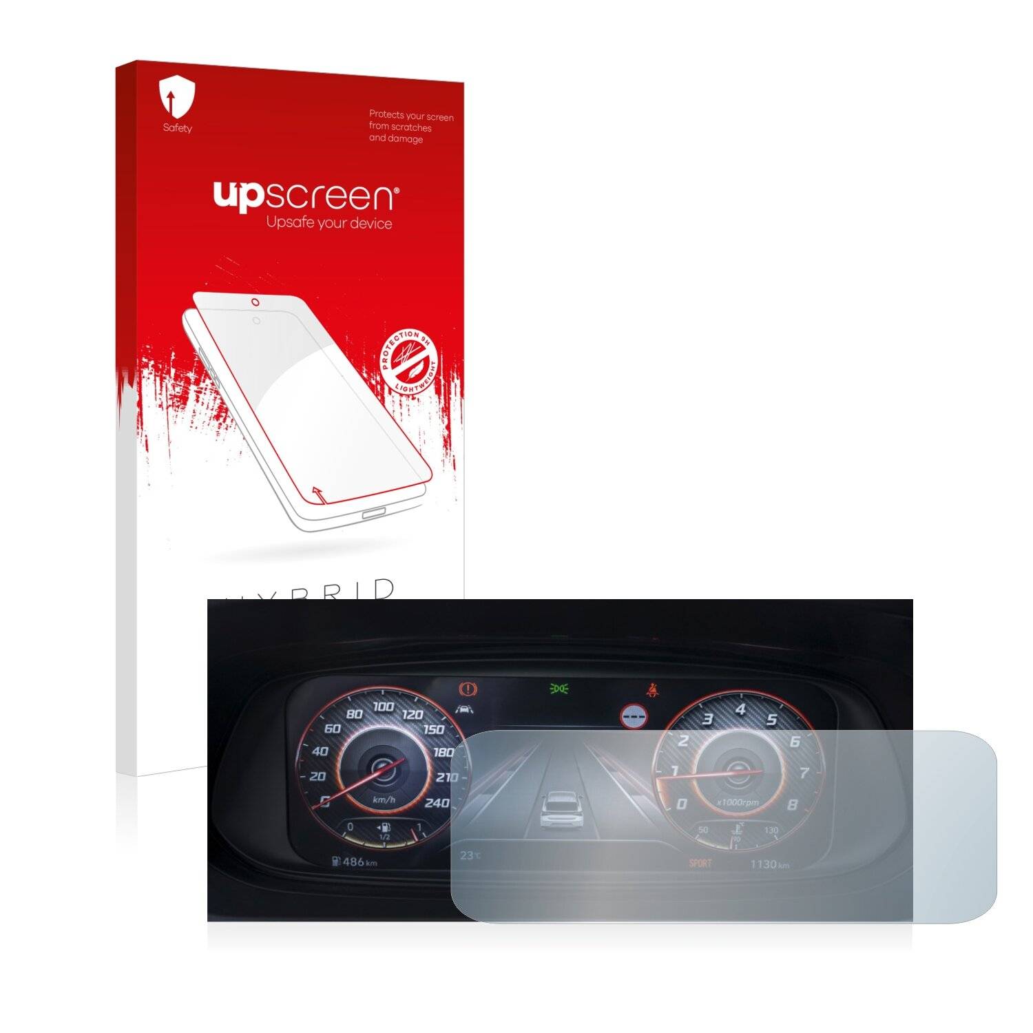 upscreen Hybrid Glass Clear Premium Schutzglas Folie für Hyundai i20N 2021